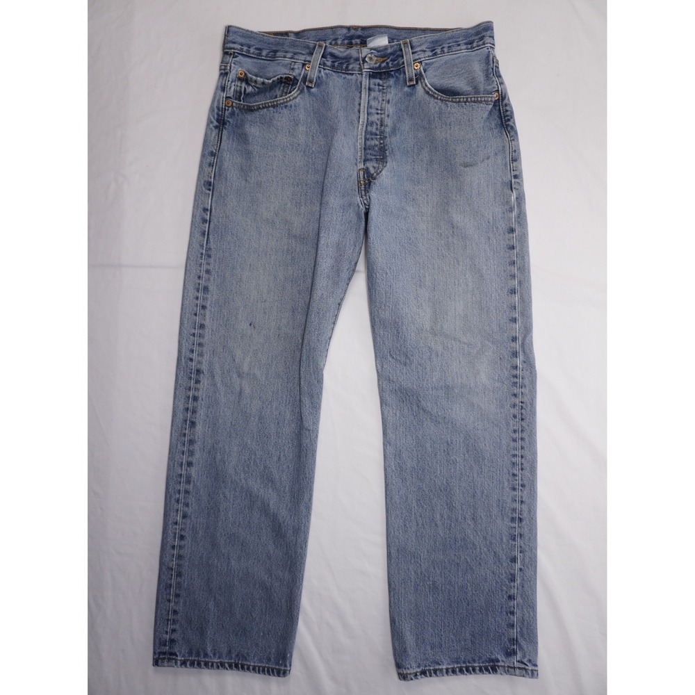 Levi's 34x29 501 Original Fit Light Wash Blue Denim Jeans